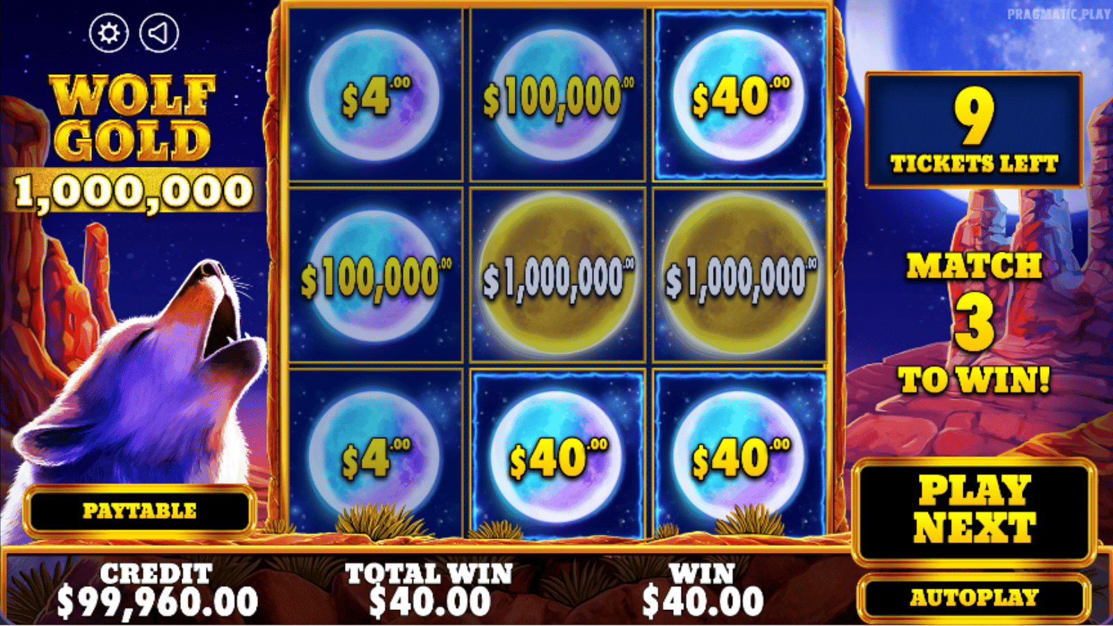 Wolf Gold Scratchcard