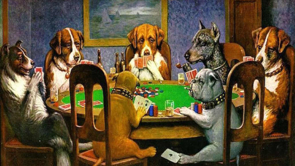 dogs playing poker