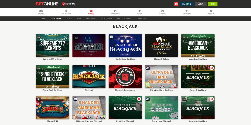 BetOnline Online Blackjack