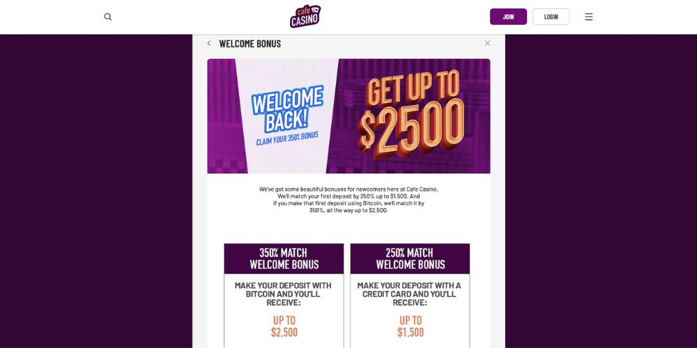 Cafe Casino Bonuses & Promotions