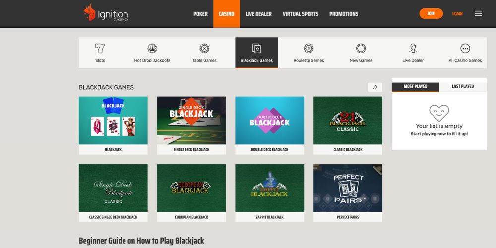 Ignition Casino Online Blackjack