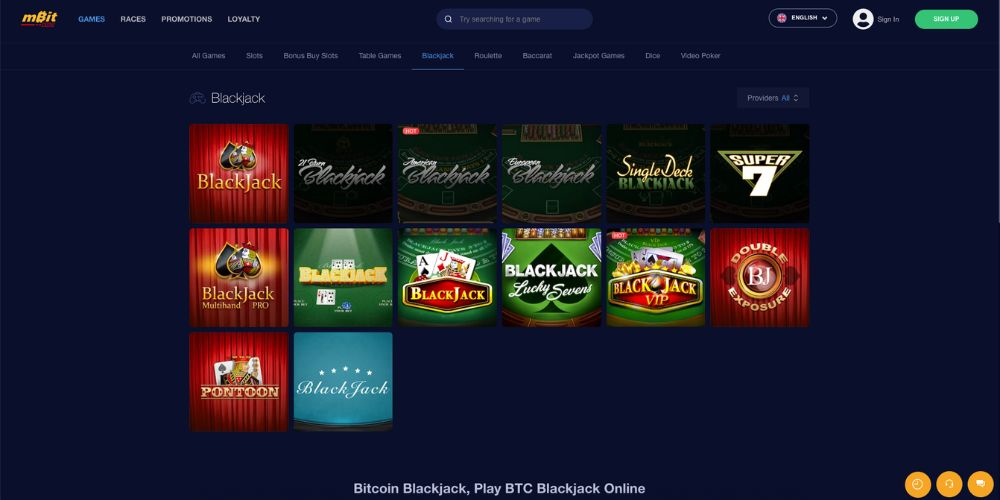 mBitCasino Online Blackjack