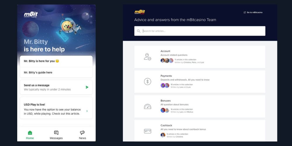 mBitcasino Customer Support
