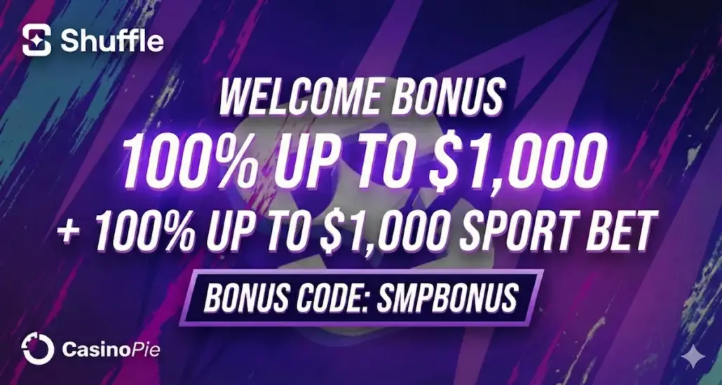 Shuffle Casino Welcome Bonus: 100% up to $1,000 with Shuffle Casino Promo Code: "SMPBONUS"