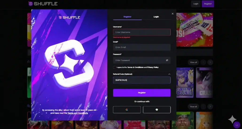 How to use the Shuffle promo code “SMPBONUS”?
