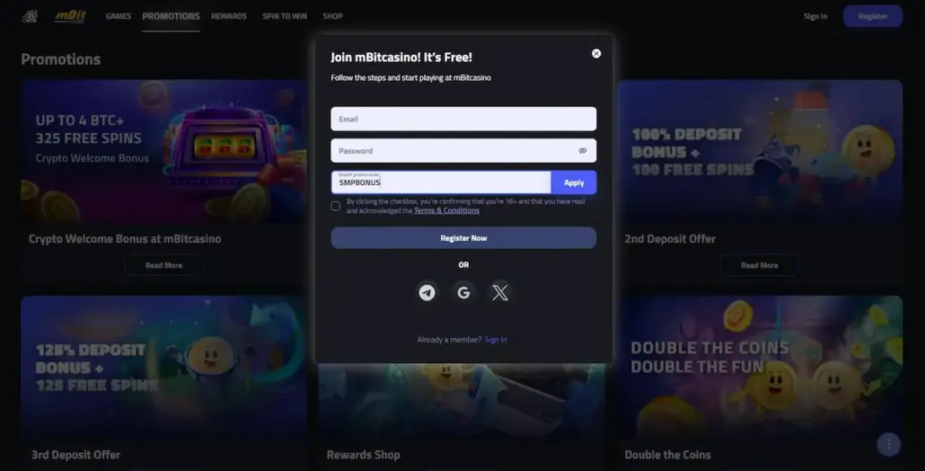 Sign Up With mBit Casino Bonus Code: SMPBONUS - mBit Casino Review